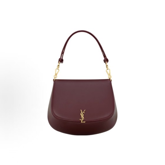 SAINT LAURENT VOLTAIRE BOX brand vintage classic logo single-shoulder handbag for women in Cabernet Sauvignon red